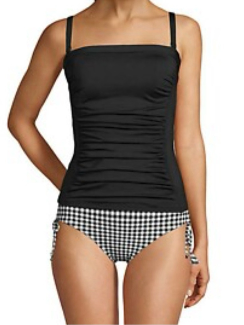 Lands' End Black Tankini Top with Adjustable Straps